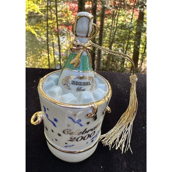 Vtg Lenox Christmas Ornament Celebrate 2000 Korbel Champagne 3.25” Mint-S73 - Picture 2 of 7
